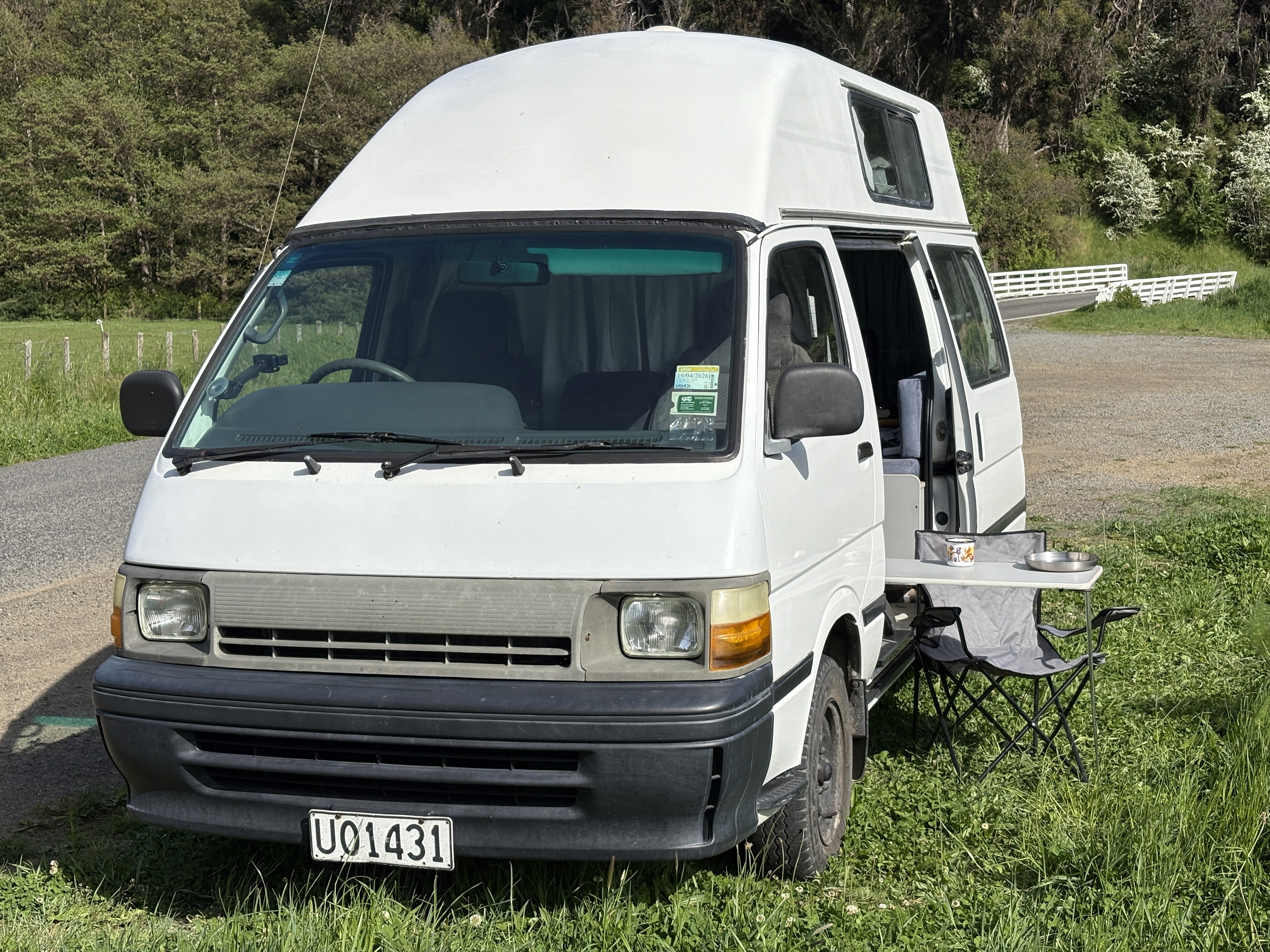My van parked up at the seacret farmy cove